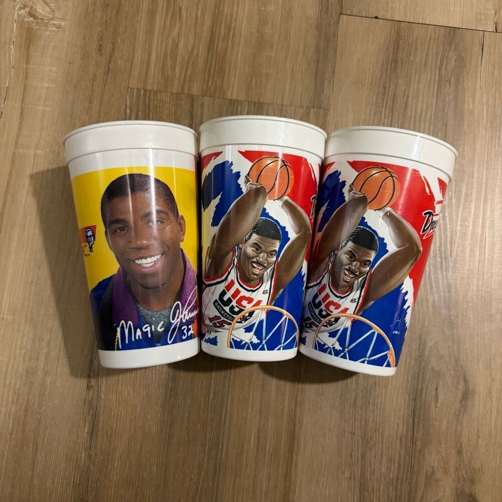 Vintage NBA Olympic Dream Team Cups McDonald’s KFC Magic Johnson Larry Johnson